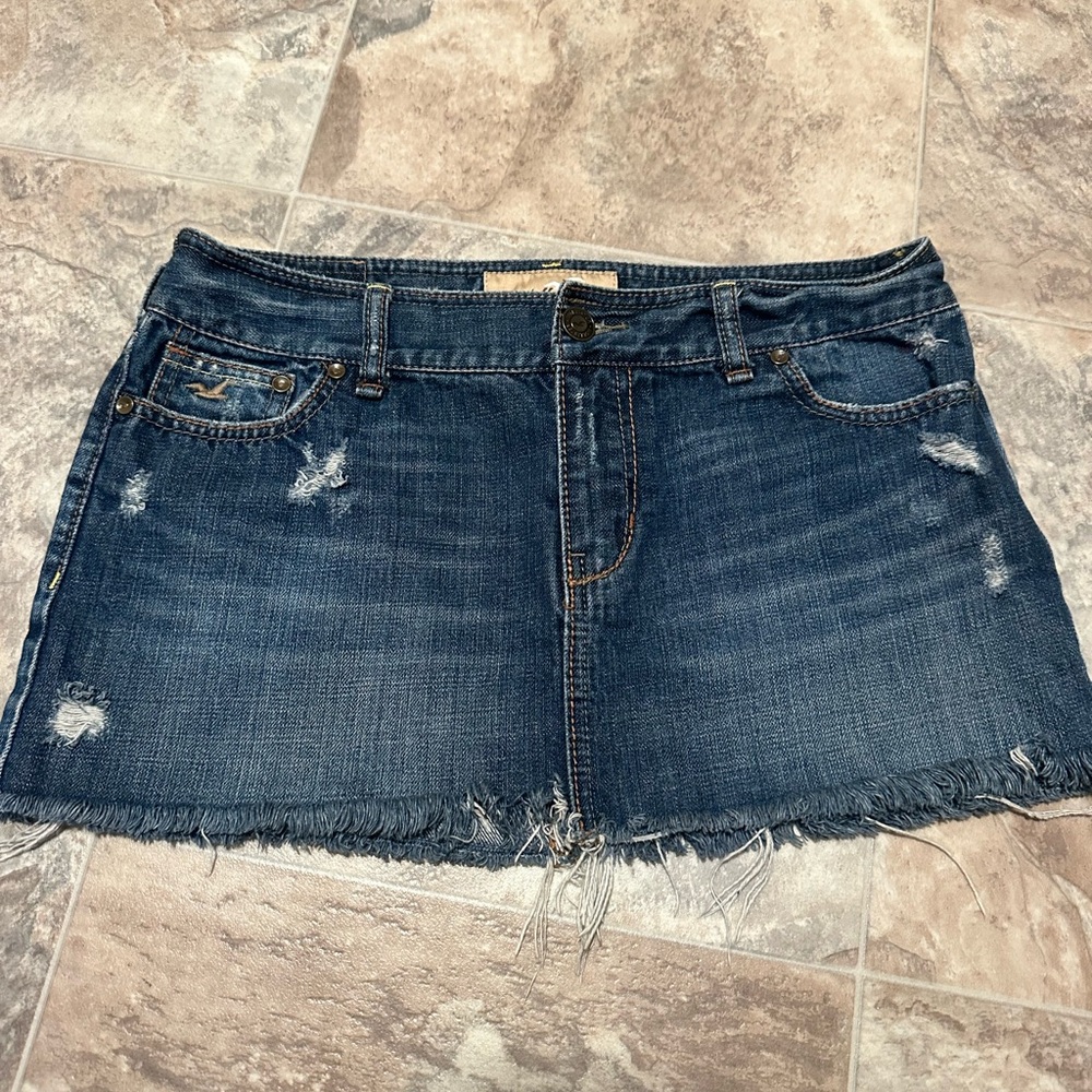 Hollister Blue Distressed Mini Skirt